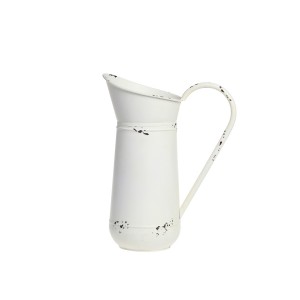 Krémový antik dekorační plechový džbán Joug - 23*13*30 cm