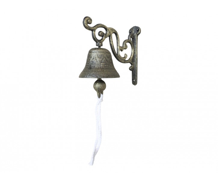 Bronzový antik litinový zvonek s ornamenty - 7*14*13 cm