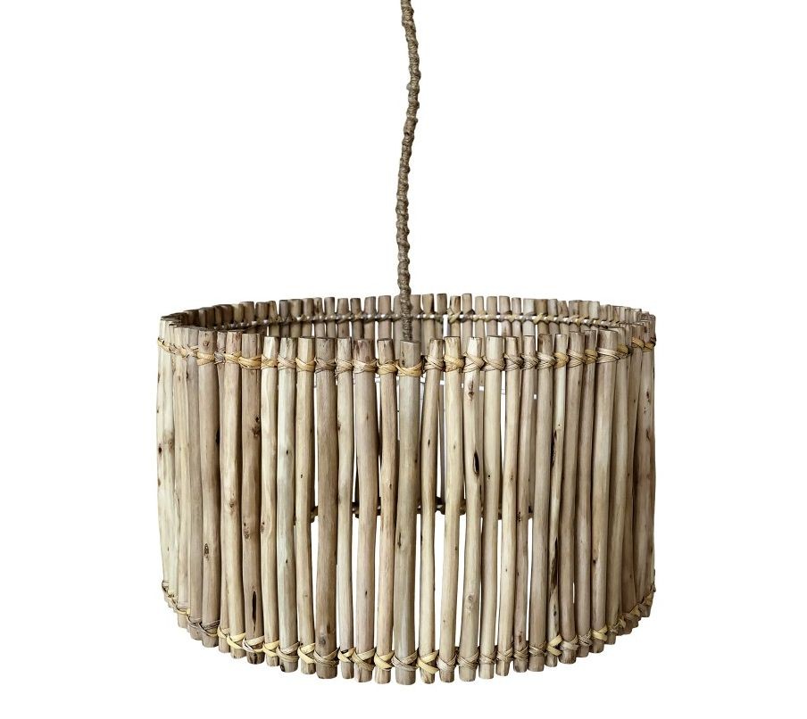 Přírodní závěsné světlo s dřevěným stínidlem Eucalypt - Ø 50*28cm/ E27/ 40W