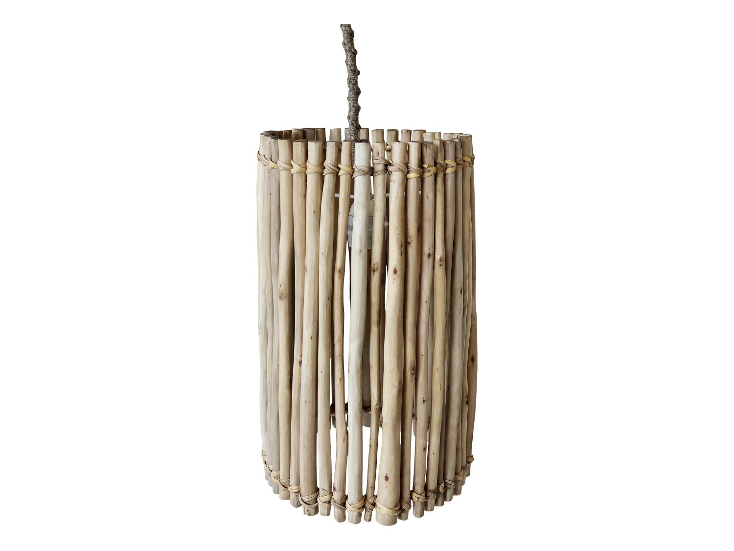 Přírodní závěsné světlo s dřevěným stínidlem Eucalypt - Ø 25*40cm/ E27/ 40W