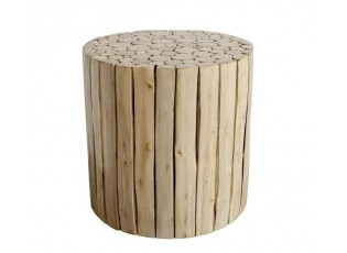 Přírodní kulatý stůl z dřevěných špalíků Eucalypt - Ø 40*40cm