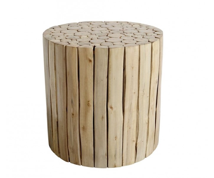 Přírodní kulatý stůl z dřevěných špalíků Eucalypt - Ø 40*40cm