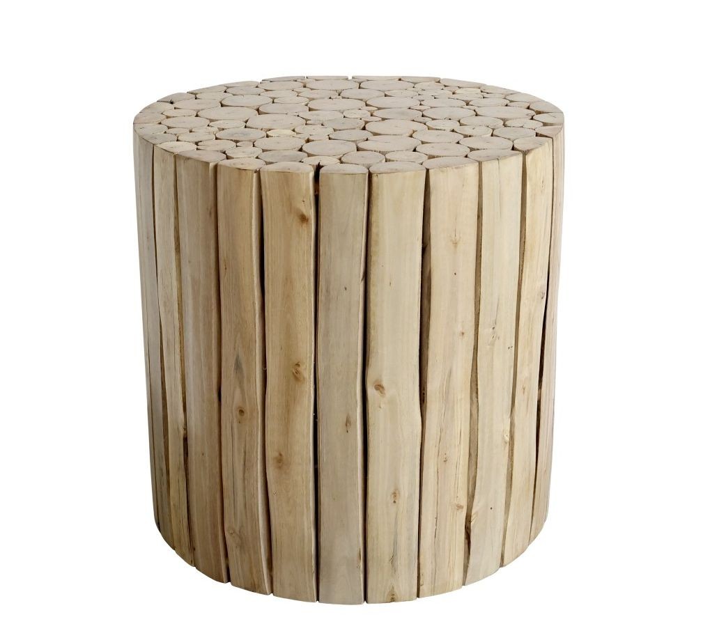 Přírodní kulatý stůl z dřevěných špalíků Eucalypt - Ø 40*40cm 41071700