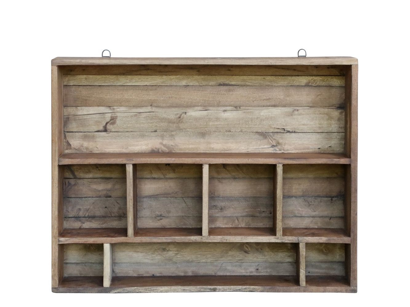 Hnědá antik dřevěná polička s přihrádkami Grimaud Unit - 70*12*55 cm