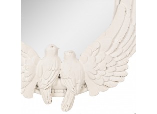 Bílé antik nástěnné zrcadlo s holubicemi Brocante - 50*5*60 cm