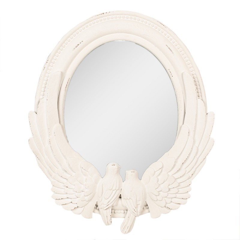 Bílé antik nástěnné zrcadlo s holubicemi Brocante - 50*5*60 cm Clayre & Eef