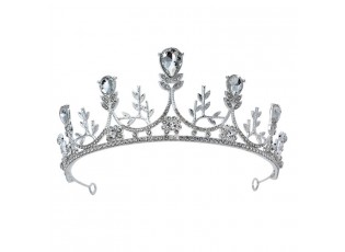 Stříbrná kovová korunka s krystaly Princess - Ø 14*6 cm