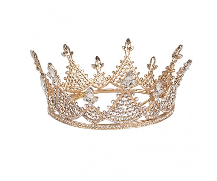Zlatá kovová korunka s krystaly Princess - Ø 14*7 cm