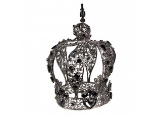 Stříbrná antik kovová korunka s krystaly Princess - Ø 9*18 cm