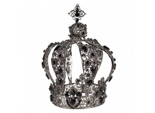 Stříbrná antik kovová korunka s krystaly Princess - Ø 9*18 cm