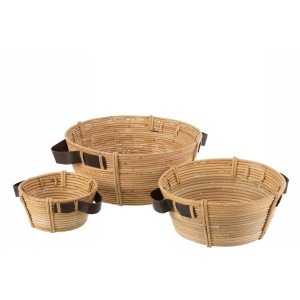 Set 3ks kulatých ratanových košíků Rattan Natural - Ø 44*18/ Ø 44*18/ Ø 44*18 cm