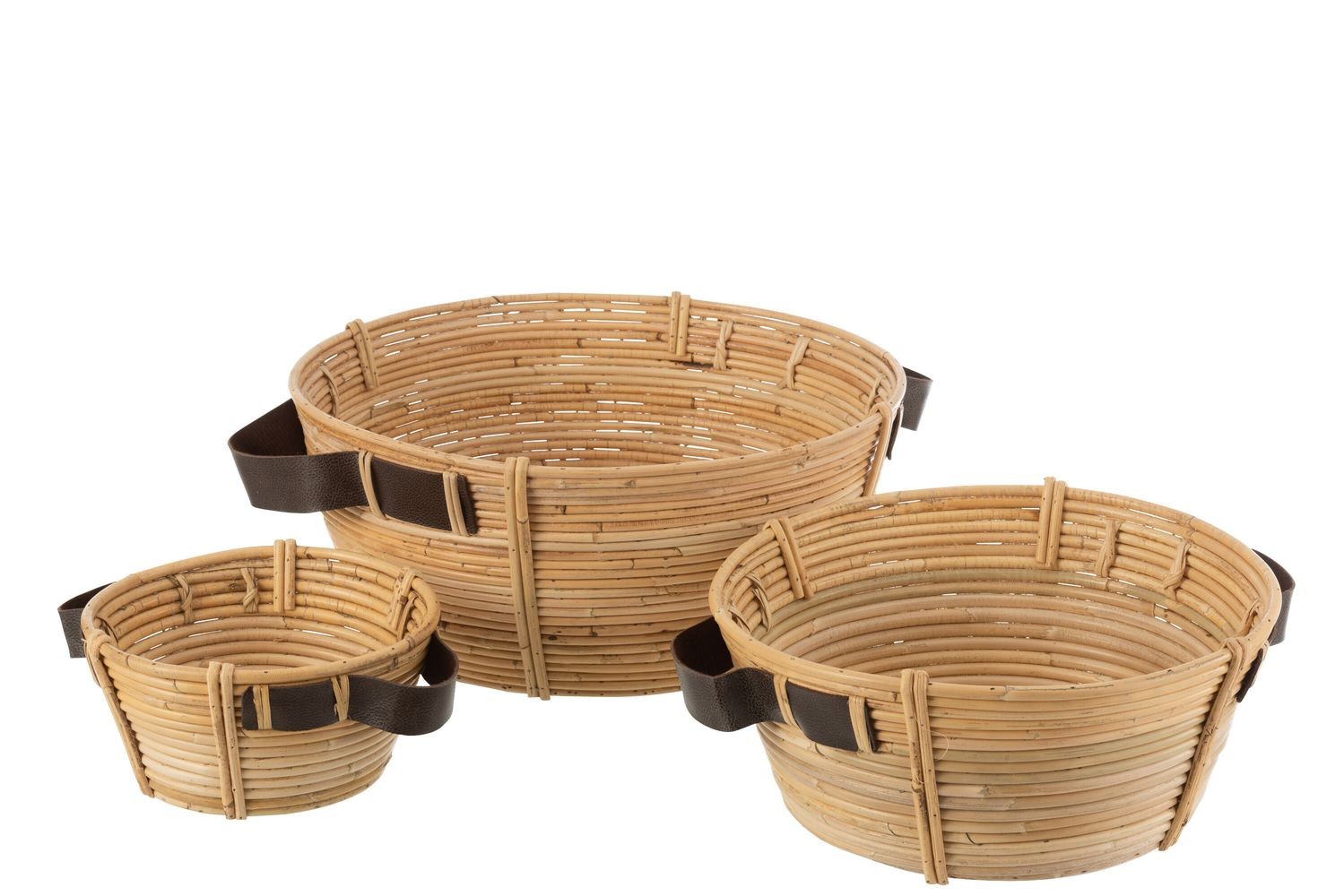 Set 3ks kulatých ratanových košíků Rattan Natural - Ø 44*18/ Ø 44*18/ Ø 44*18 cm