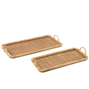 Set 2ks ratanový podnos s uchy Rattan Boom - 71*36*10/ 61*28*9 cm