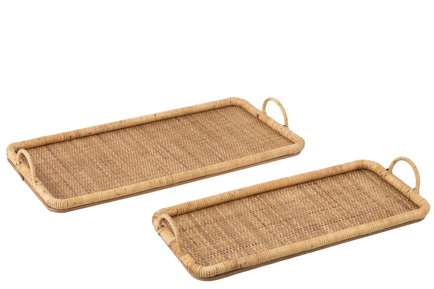 Set 2ks ratanový podnos s uchy Rattan Boom - 71*36*10/ 61*28*9 cm