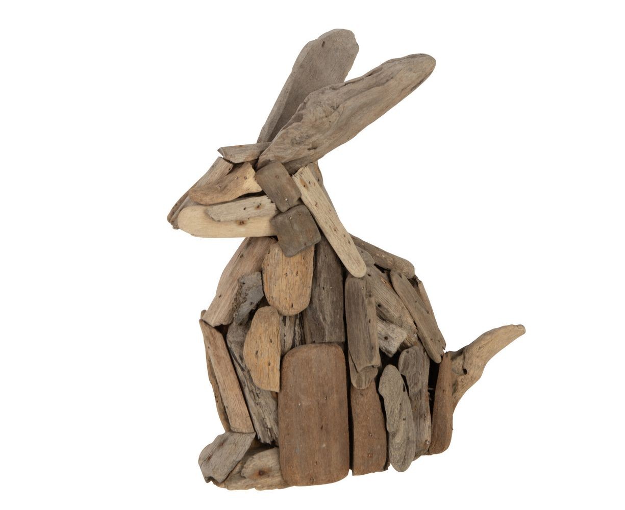 Hnědá antik dekorace králík z recyklovaného dřeva  - 30*16*35 cm J-Line by Jolipa