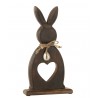 Hnědá dekorace králík z mangového dřeva se srdíčkem - 11*2,5*29 cm