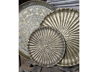 Bronzový kovový podnos se vzorem Hovag antique - Ø 40*4 cm