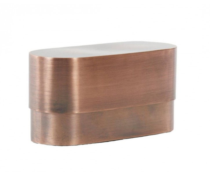 Měděný antik kovový oválný úložný box Samuel - 20*9*10 cm 