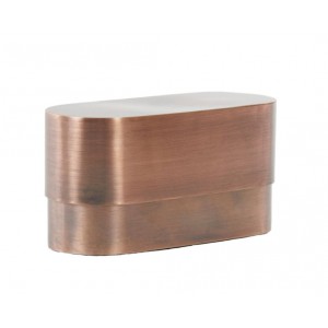 Měděný antik kovový oválný úložný box Samuel - 20*9*10 cm 