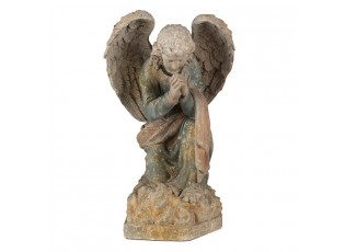 Béžovo-zelená antik dekorace socha anděla Angel Baroque - 41*45*65 cm