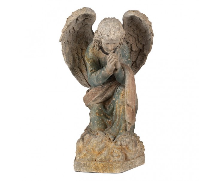 Béžovo-zelená antik dekorace socha anděla Angel Baroque - 41*45*65 cm