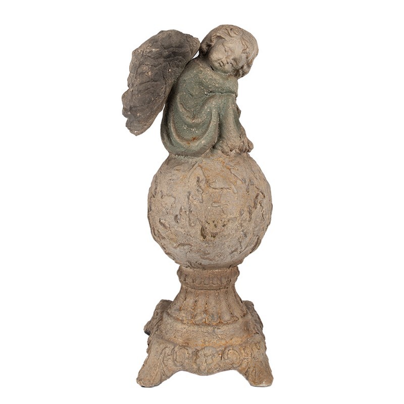 Béžovo-zelená antik dekorace socha anděl Angel Baroque - 18*17*44 cm 6MG0102