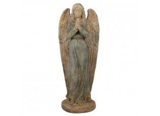 Béžovo-zelená antik dekorace socha anděl Angel Vintage - 48*32*119 cm