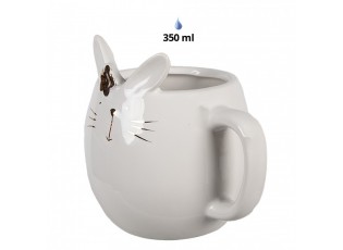 Bílý porcelánový hrneček ve tvaru králíčka Rabbit - 13*10*11 cm / 350 ml