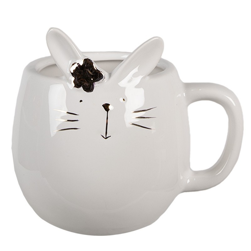 Bílý porcelánový hrneček ve tvaru králíčka Rabbit - 13*10*11 cm / 350 ml