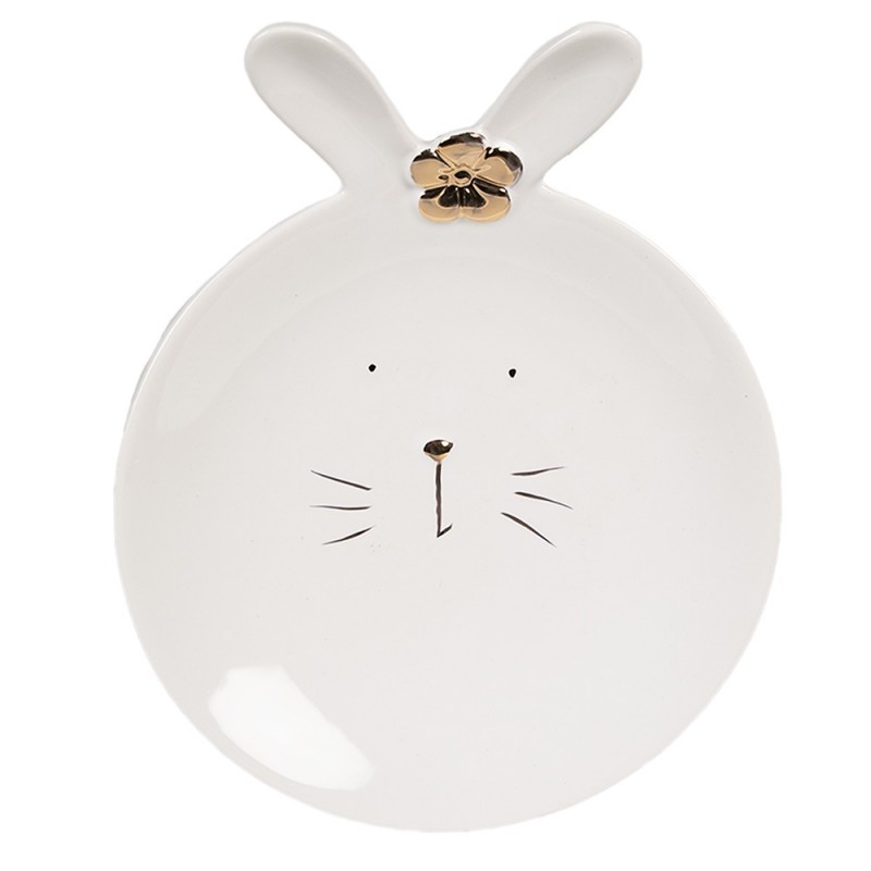 Bílý porcelánový dezertní talířek ve tvaru králíčka Rabbit - Ø 15* 19 *5 cm