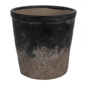 Černo-šedý keramický obal na květináč S - Ø 12*11 cm 