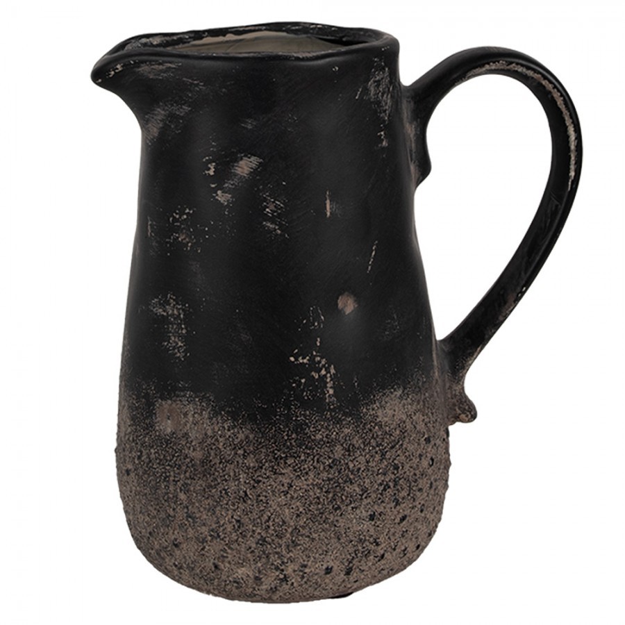 Černo-šedý keramický džbán M - 16*12*18 cm Clayre & Eef