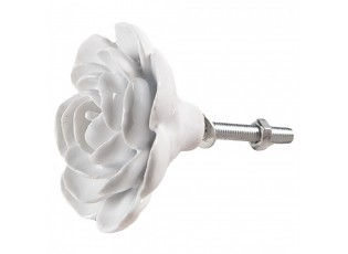 Bílá keramická úchytka květina - Ø 6*3/6 cm