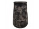 Černo-šedá keramická váza s květy - Ø 15*23 cm 