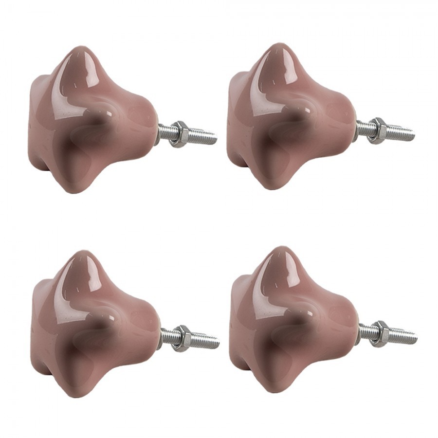Set 4ks růžová úchytka hvězda - Ø 4* 3/6 cm