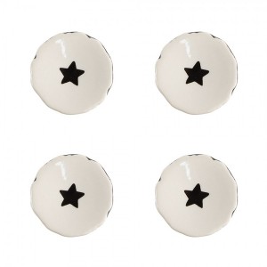 Set 4ks béžová keramická úchytka s hvězdou - Ø 4*3/6 cm