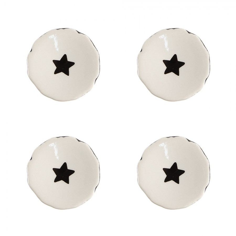 Set 4ks béžová keramická úchytka s hvězdou - Ø 4*3/6 cm