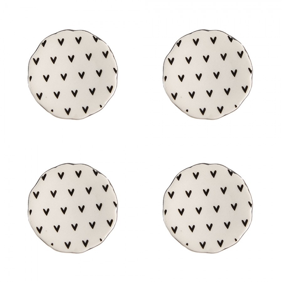 Set 4ks béžová keramická úchytka se srdíčky - Ø 4*3 /6 cm