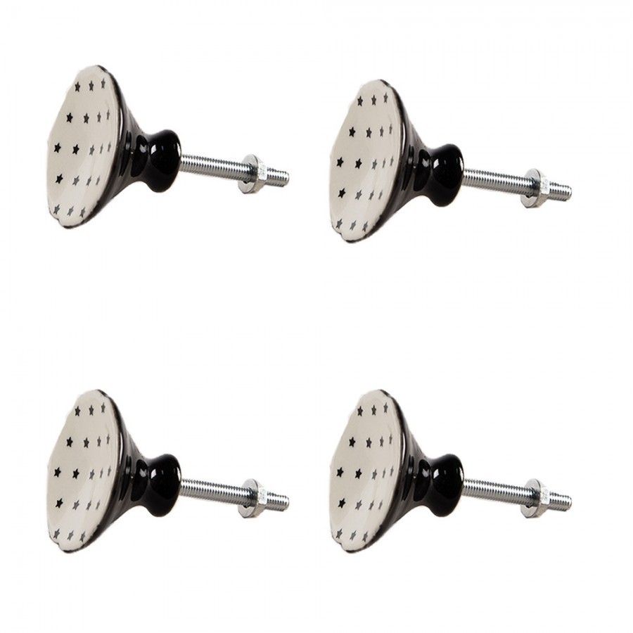 Set 4ks béžová keramická úchytka s hvězdičkami - Ø 4*3/6 cm