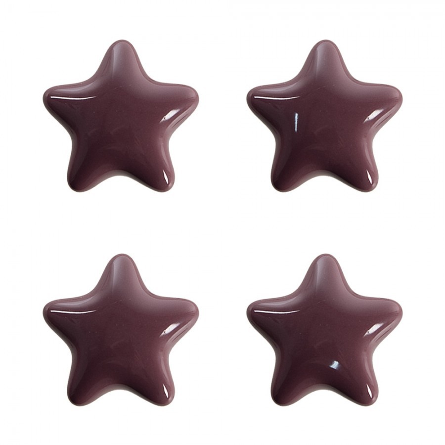 Set 4ks fialová úchytka hvězda - Ø 4* 3/6 cm Clayre & Eef