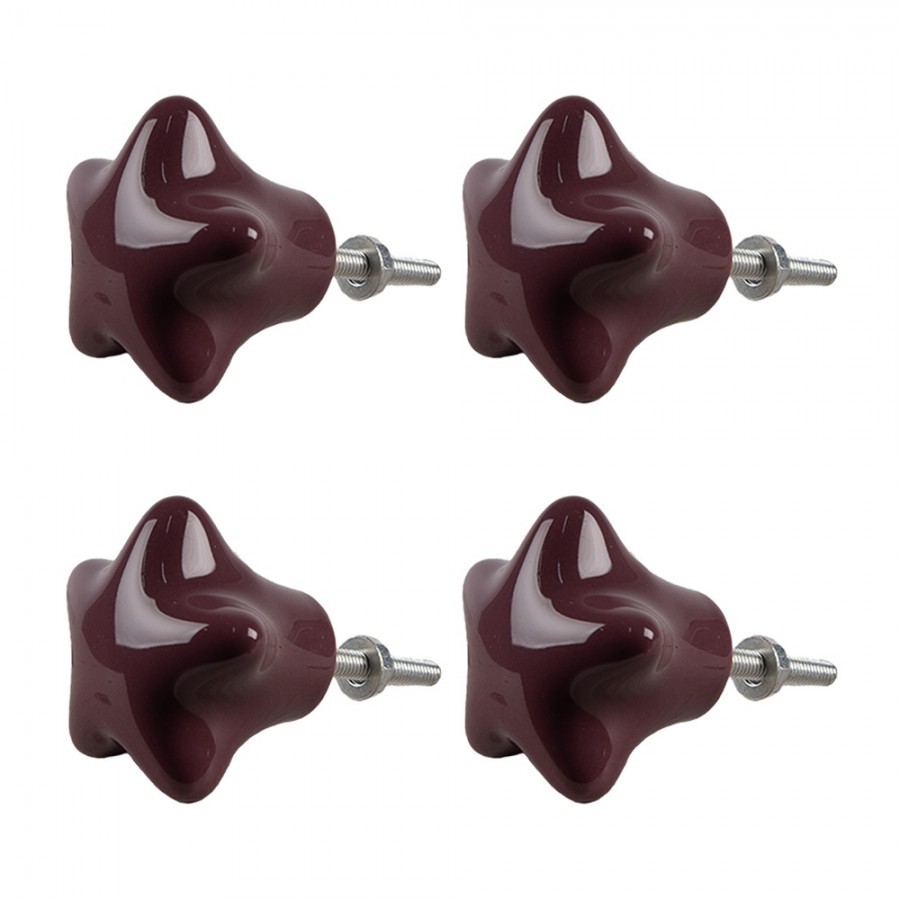 Set 4ks fialová úchytka hvězda - Ø 4* 3/6 cm