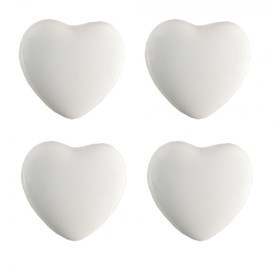 Set 4ks bílá keramická úchytka ve tvaru srdce - Ø 4*3 /6 cm 65293