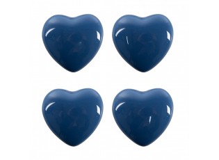 Set 4ks modrá keramická úchytka ve tvaru srdce - Ø 4*3 /6 cm