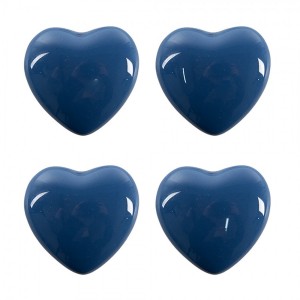 Set 4ks modrá keramická úchytka ve tvaru srdce - Ø 4*3 /6 cm
