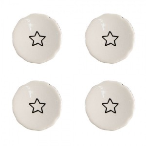 Set 4ks béžová keramická úchytka s hvězdou - Ø 4*3/6 cm