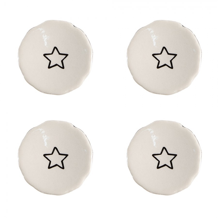 Set 4ks béžová keramická úchytka s hvězdou - Ø 4*3/6 cm