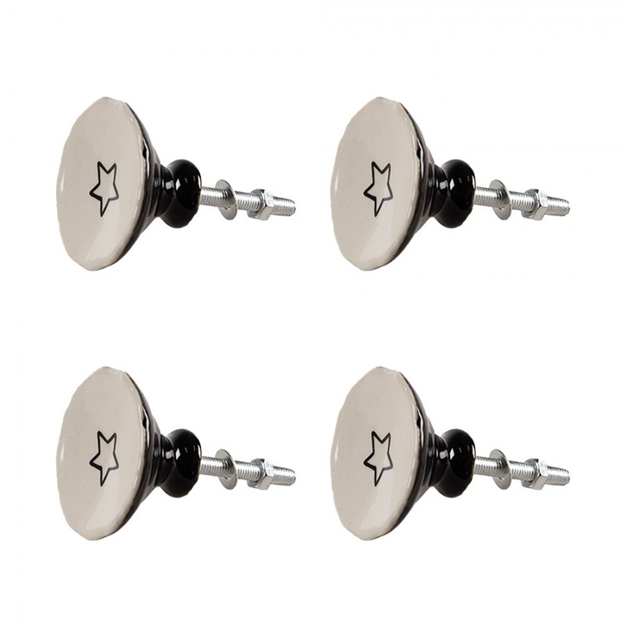 Set 4ks béžová keramická úchytka s hvězdou - Ø 4*3/6 cm