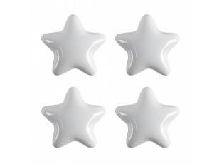 Set 4ks bílá úchytka hvězda - Ø 4* 3/6 cm