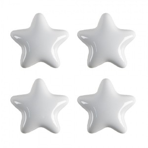 Set 4ks bílá úchytka hvězda - Ø 4* 3/6 cm