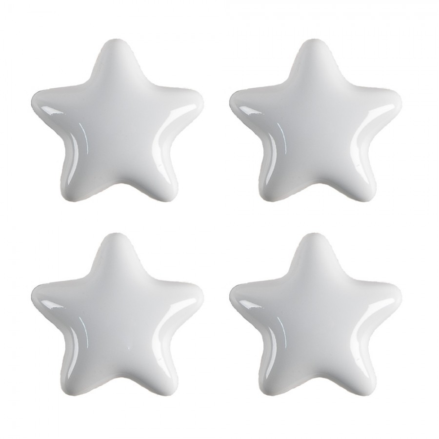 Set 4ks bílá úchytka hvězda - Ø 4* 3/6 cm 65296